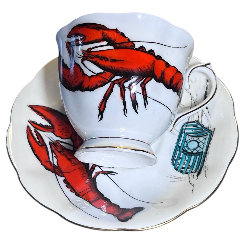 Royal Albert The Lobster Teacup Saucer Set Canada Atlantic Sea-Shore England